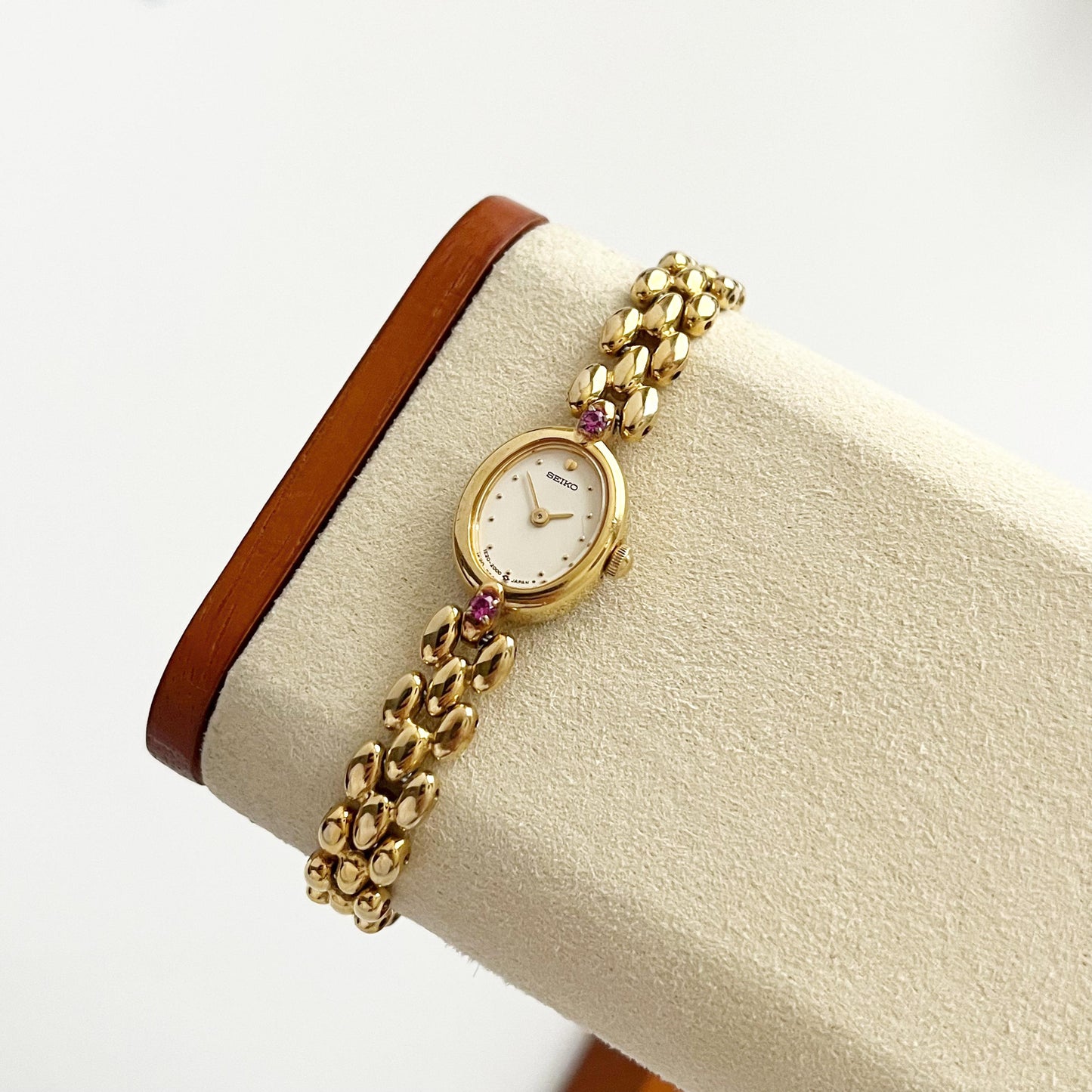 Seiko Vintage Womens Gold Plated Watch, Ruby Bracelet, 18.5cm