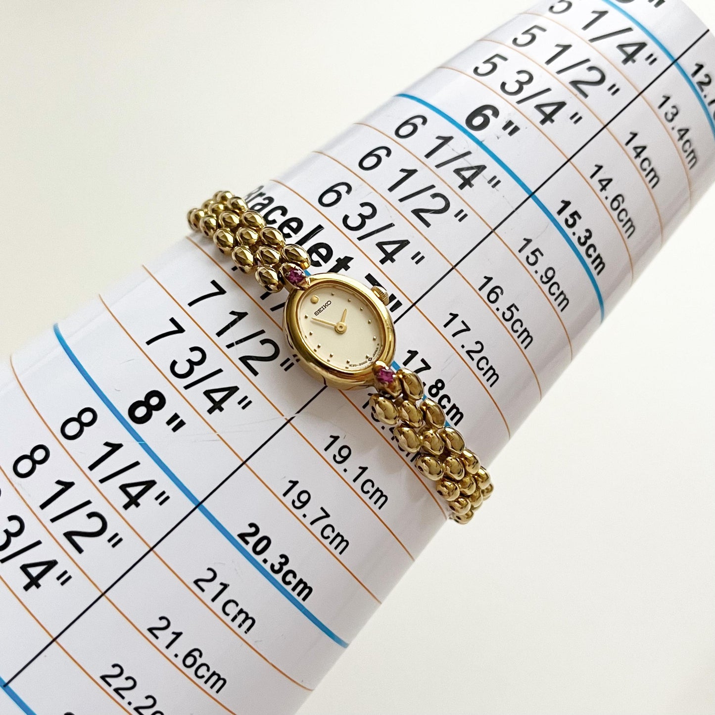 Seiko Vintage Womens Gold Plated Watch, Ruby Bracelet, 18.5cm